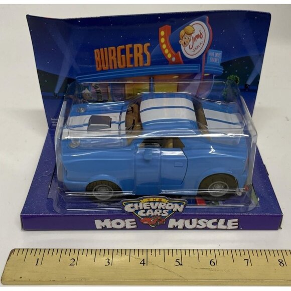 New In Package Chevron Cars Moe Muscle Blue 2009 Jims Burgers Hangout NOS - Picture 2 of 6